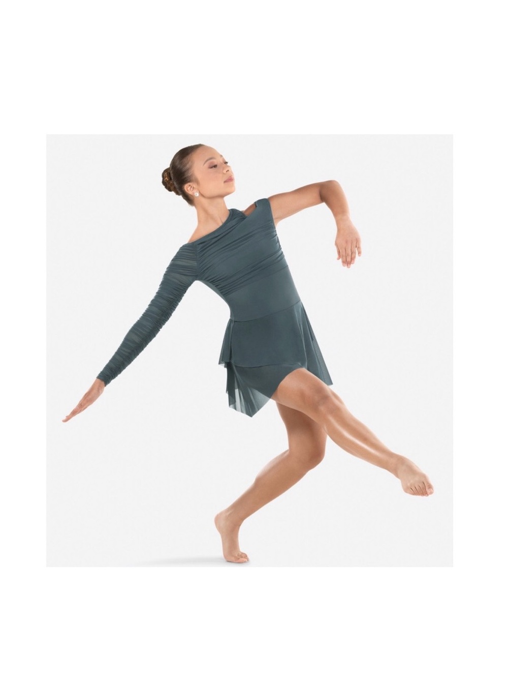 Revolution Dancewear | The Promise Asymmetrical Teal One-Sleeve Dance Costume LC